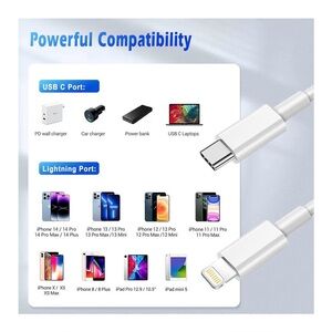 6 Foot USB C to Lightning Charging Cable